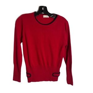 Cashmere Company Mens Long Sleeve Knit Sweater Size 44 Red Cashmere Wool italian